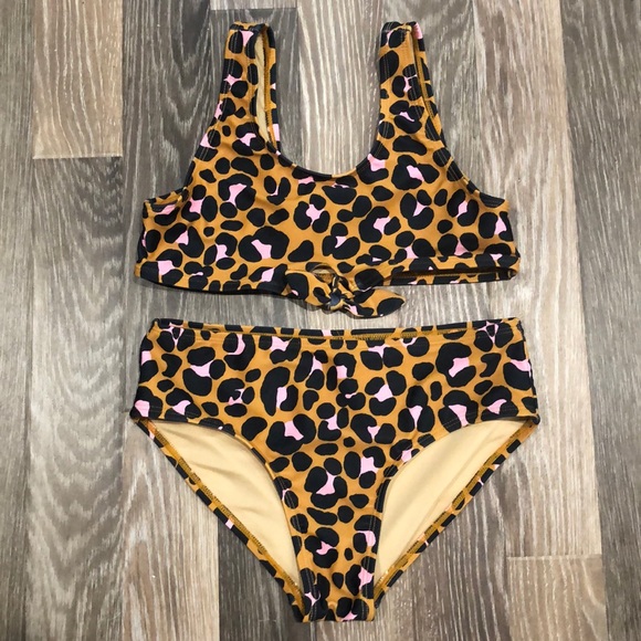 yellow leopard print bathing suit